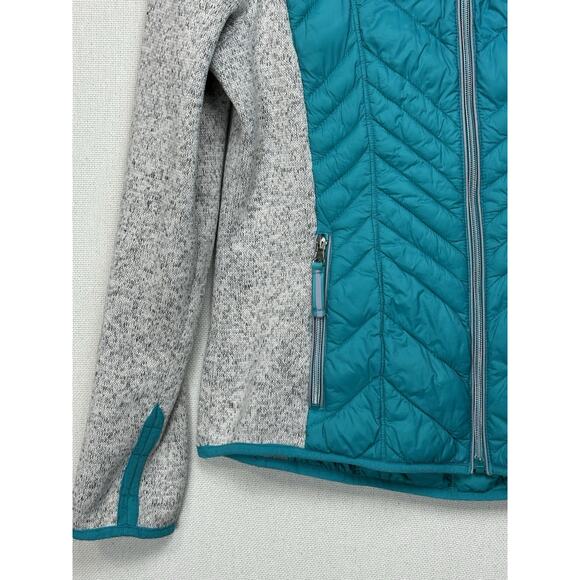 Xersion Women’s S Teal & Gray Full Zip Jacket with Hide Away Hood Quilted - Picture 4 of 12